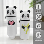 Silicone Cartoon Pencil Case with Zipper, Stand Up Organizer for Kids School Supplies