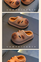 Kapibala Children's Cotton Slippers for Winter Boys and Girls, Warm and Plush Waterproof Cotton Shoes