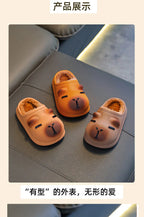 Capybara Children Slippers Cute 2025 Winter Outdoors Cotton Slippers Warm Comfortable Indoor Cartoon Plush Floor Home Slippers