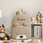 Customized Name Backpacks & Lunch Bag Embroidered Text Adorable Bear Schoolbag Portable for Boys & Girls Great for School Outdo
