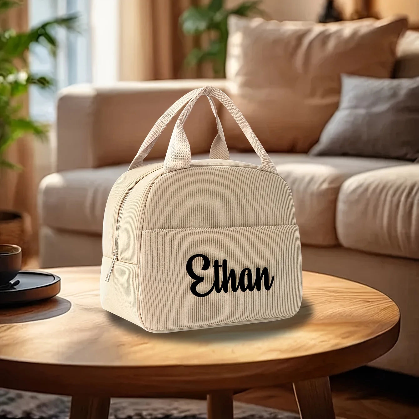 Customized Name Backpacks & Lunch Bag Embroidered Text Adorable Bear Schoolbag Portable for Boys & Girls Great for School Outdo