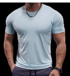 Summer New Basketball Men's Running Training Sports Gym Fitness High Elastic Quick-drying Casual Short-sleeved T-shirt Tops