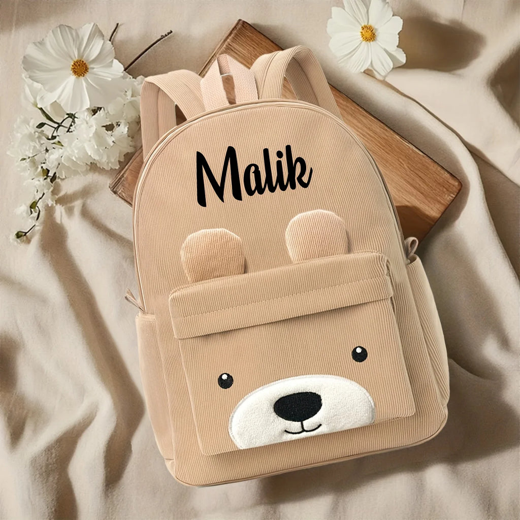 Custom Embroidered Bear Cartoon Backpack for Kids | Perfect Christmas Winter Gift | Toddler Kindergarten Bag