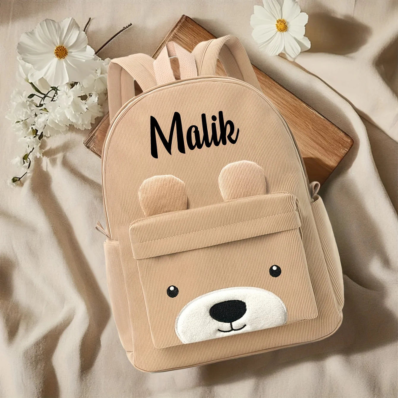 Custom Embroidered Bear Cartoon Backpack for Kids | Perfect Christmas Winter Gift | Toddler Kindergarten Bag