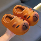 Capybara Children Slippers Cute 2025 Winter Outdoors Cotton Slippers Warm Comfortable Indoor Cartoon Plush Floor Home Slippers