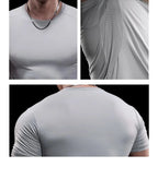 Summer New Basketball Men's Running Training Sports Gym Fitness High Elastic Quick-drying Casual Short-sleeved T-shirt Tops