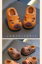 Kapibala Children's Cotton Slippers for Winter Boys and Girls, Warm and Plush Waterproof Cotton Shoes
