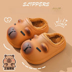 Kapibala Children's Cotton Slippers for Winter Boys and Girls, Warm and Plush Waterproof Cotton Shoes