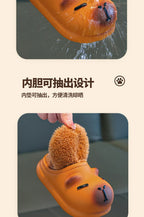 Capybara Children Slippers Cute 2025 Winter Outdoors Cotton Slippers Warm Comfortable Indoor Cartoon Plush Floor Home Slippers