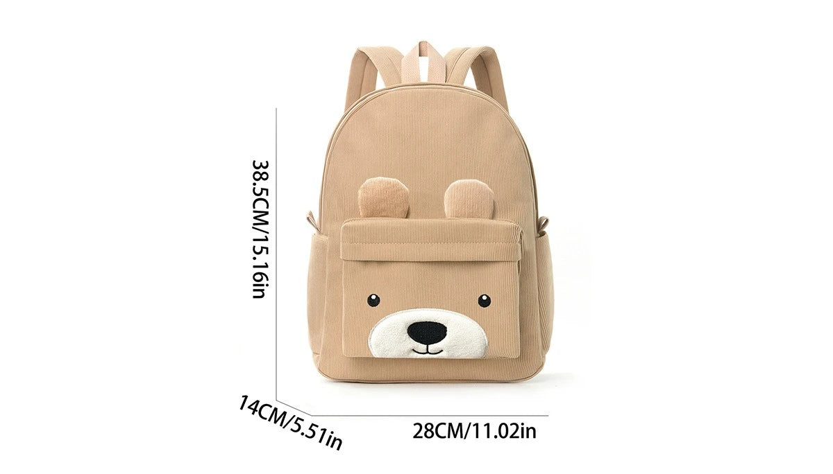 Customized Children's Backpack Primary School Bag Leisure Cute Bear Backpack Corduroy Large Capacity Backpacks