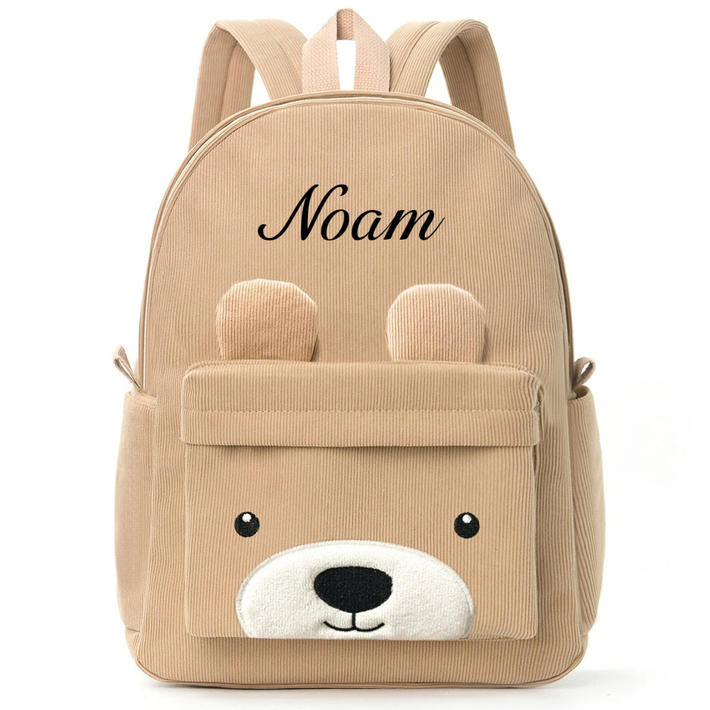 Customized Children's Backpack Primary School Bag Leisure Cute Bear Backpack Corduroy Large Capacity Backpacks
